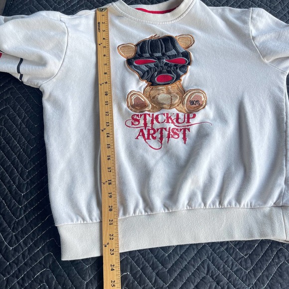 BKYS Stickup Artist Sweater Adult Large Cream Ski Mask Bear Embroidered Crewneck - Picture 9 of 12